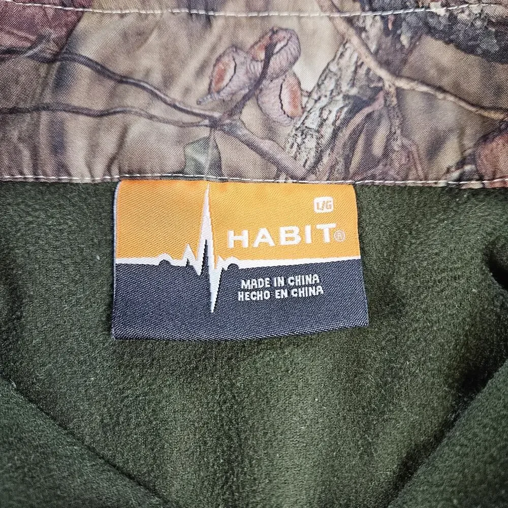 HABIT Men’s Pullover Hunting Camping Fishing Camo ¼ Zip Fleece Size Large